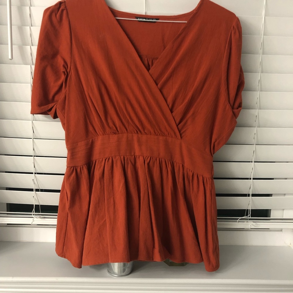 Solid Surplice Feont  Babydoll blouse